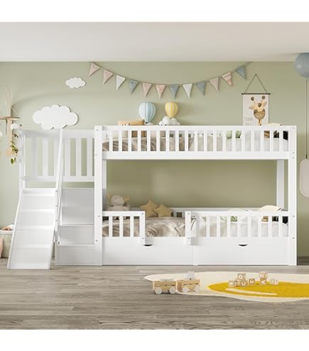 Lit Mezzanine D'angle 2 X 90 X 200 Cm Avec Rangements Bureaux Blanc Et Naturel Lascano