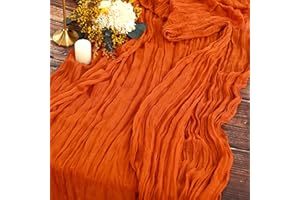 YMHPRIDE Lot de 2 Chemins de Table en étamine en Orange brûlée, 90 x 300cm en Tissu de Gaze Rustique, décoration de Table de Mariage Nappe pour fête de Mariage Douche Nuptiale décorations de Table