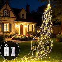 Joysing Luci di Natale 2M 200 LED Luci Led a Batteria con Telecomando, Timer,8 Modalità Fascio di Luci Impermeabile Luci Albero di Natale Cascata Luminosa per Natalizia Interno Esterno Decorazione