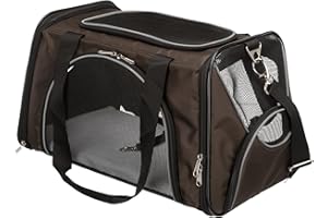 TRIXIE Hunde-Tasche Joe - Öffnungen vorne und oben - abnehmbarer Schulterriemen - integrierter Kurzleine - gepolsterte Bodenplatte - reflektierende Elemente - 28 × 28 × 47 cm - bis 10 kg - 28847