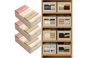 FOESKA 3-pak organizerów do szuflad, na ubrania, składany organizer do szuflad na ubrania, przechowywanie bielizny, do sypialni, szafy, szuflady (Khaki, XL)