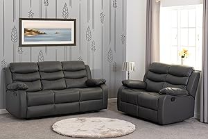 Seconique Roma 3+2 Recliner Suite in Grey Faux Leather