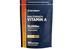 ‎HORBÄACH Vitamin A Hochdosiert 10000 IE | 1 Jahr Vorrat | Augenvitamine | Retinol für Haut, Zellen & Immunsystem | Horbaach