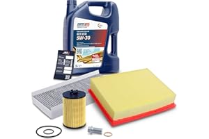 BESTPRICE Inspektionspaket Filterset mit 1x Ölfilter; 1x Luftfilter; 1x Innenraumfilter; 1x Ölablassschraube; 1x Motoröl 5W-30 WIV ECO SAE 5 l, KOMPATIBEL MIT - MERCEDES A-Klasse, B-Klasse