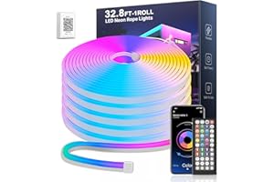 NEXILLUMI 10M Led Neon Rope Lights, Flexible RGB LED Strip Lights with App/Remote Control, Music Sync Colour Changing Gaming Strip Lights, Waterproof Led Lights for Bedroom Home Decor