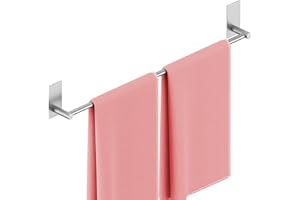 KES Toallero Adhesivo Toalleros de Baño sin Taladro Pared 60cm Barra Adhesiva Baño Acero Inoxidable SUS304 Superficie Cepillada, A7000S60B-2