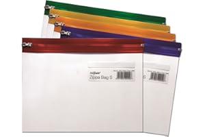 Snopake A5 Zippa-Bag ‘S’ Classic with Write-On Label [Pack of 25] 255 x 190 mm - Transparent/Assorted Zip Strips [Ref: 12722]