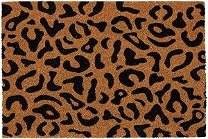 Nicola Spring Coir Door Mat - 60 x 40cm - Leopard - Pack of 1 - Decorative Indoor Front Door Floor Mat Entry Dirt Trapper Rug Outdoor Boot Scraper Non Slip Backing Doormat