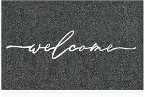 AAZZKANG Outdoor Doormat with Non Slip Rubber Backing Welcome Mats for Front Door Ultra Absorb Mud Easy Clean Entry Door mats for Indoor High Traffic Areas Grey