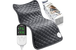 FOCBEO Heat Pads for Back Pain Relief, 12"x24" Electric Heating Pad for Cramps, Abdomen, Neck & Shoulder Pain, Large LCD Display, Auto Shut Off, Machine Washable, Gifts for Women, Men