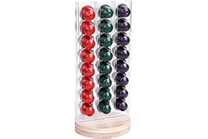 Joodyyoo Distributeur Capsule Nespresso Original Line Rotatif Rangement Capsule Nespresso Acrylique Support Capsule Nespresso, Accessoires pour station de café de comptoir, 48 dosettes de capsules