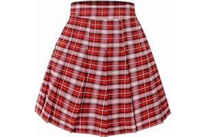 HOEREV Donne Ragazze Svasato Casual Mini Scuola Tennis Skater Casual Gonna Danza con Due Tasche Laterali e Pantaloncini Interni
