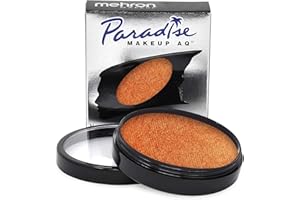 ‎MEHRON Mehron Paradise Make-up AQ Pro Size | Perfekt für Bühnen- und Bildschirmvorführungen, Spezialeffekte, Cosplay und Halloween | Wasseraktiviertes Gesichts- und Körperfarben 40 g Metallic Orange