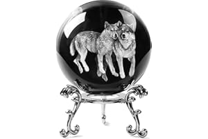 vskikris 60mm Wolf Crystal Ball - Glass Ball Figurines Decorative Presents with Stand - Paperweight Crystal Display Sculpture Home Decor for Girlfriend, Wife, Mom, Lover