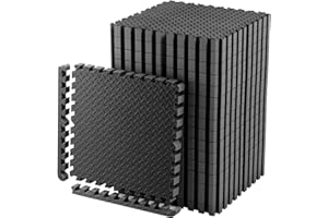 Edukit Schutzmatten Set EXTRA DICK - 2cm - Premium Fitness Geräte Unterlegmatte 16 St. EXTRA Large (60 x 60 cm – Jede Fliese) (5.75 m² – alle zusammen) Schwarze Bodenschutzmatten zusammenstecken