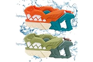 weirtoya Pack of 2 Dinosaur Water Gun Children 580 ml Water Spray Gun 7-10 m Powered Water Gun Toy for Girls Boys Ice Cubes Suitable