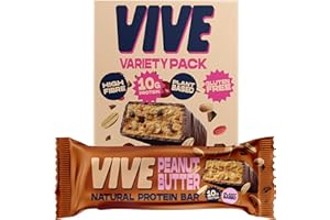 Vive Vegan Protein Bars Variety Pack – Dark Chocolate Coated Salted Caramel, Peanut Butter & Hazelnut – High Fibre Snacks, 12 Pack