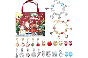 RUOVXWU Calendario Avvento 2024 Bambina Calendario Dell'avvento Calendario Avvento 2024 Gioielli Bracciale Bambina Natalizi Ciondoli Kit 2 Catene 22 Charms Fai da Te Braccialetti Regalini Regalo di Natale