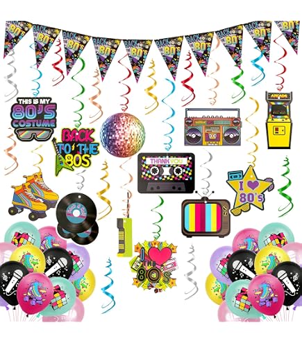 48 Pièces Décor Boule Disco Années 70 80 90 - Spirales Suspendues Colorées Pour Fête Rétro