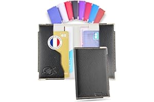 Ugozen Étui Cartes Bancaires RFID Luxéo | Porte Carte Bleue Homme/Femme Noir