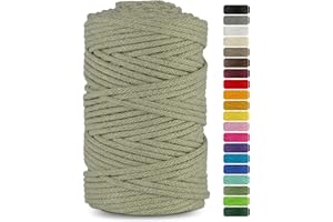 Netuno cordón de algodón con núcleo de algodón Color Verde Oliva 5mmx100m Cuerda Natural Hilo para Macrame atrapasueños decoración artesanía Bricolaje hogar Plantas Crochet Joyas jardín Cordel