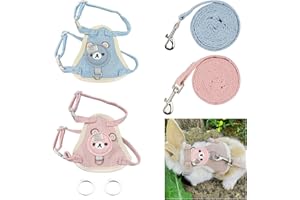 HENGBIRD 2 correas de conejo ajustables para conejo, arnés de conejo, correa para gatos, accesorios para gatos, perros pequeños y otras mascotas pequeñas (rosa y azul)