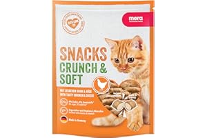 MERA Crunch & Soft - Délicieuses Friandises au Poulet et au Fromage pour Chat - Encas Nutritif Riche en Vitamines et Minéraux - Bouchées Croustillantes avec Cœur Onctueux (200 g)