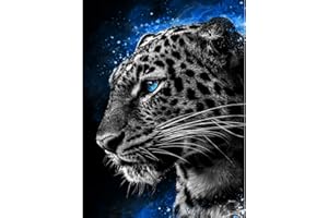 AIRDEA Diamond Painting Kits for Adults Kids, 5D DIY Leopard Diamond Painting Kits, Round Full Drill Leopard Diamond Art Kits Gem Art Painting Animal for Home Wall Decor 11.8x15.7 inch
