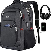 Schooltas, laptoprugzak met USB-oplaadpoort, duurzame laptoptas voor zakenreizen, Zwart 230, 17.3 inch, Rugzak