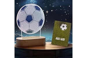Darlena 3D Fußball Nachtlicht | Fussball Geschenke Jungen 0-15 Jahre | Fußball Geschenke für Jungs zum Geburtstag oder Weihnachten | LED Nachttischlampe Kinder dimmbar | Kinderzimmer Deko Junge