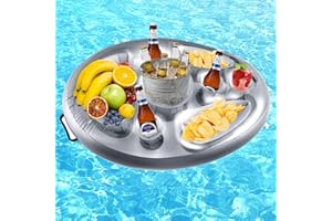 Lyneun Bar Gonflable Piscine, Bouee Piscine, Porte Bière Flottant PVC Porte Gobelet Gonflable, 8 Trous Bar Flottant pour Piscine pour Plage Eau Jouets Soirée Piscine