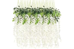 Estanofur State 12pcs vignes de Fleurs de glycine artificielles, vignes en Plastique de Fleur de glycine 110 cm, adaptées au Mariage, à la Maison, au Jardin, à la fête,Saint Valentin Decoration