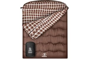FORINBUY Sac de Couchage Double pour Adulte Sac de Couchage 2 Personnes Hiver, Doublure 100% Flanelle de Coton Pur,Chaud et Imperméable, pour Couple/Famille Camping Voyage Extérieur Intérieur Maison