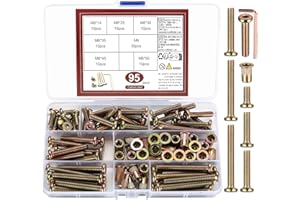 QJKEJI M6 Furniture Bolts and Nuts Kit, 95pcs Hex Socket Head Cap Screws Bolt Nut Set with Blind Rivet Nuts Hardware Replacement Kit for Baby Crib Headboards Beds Chairs Furniture