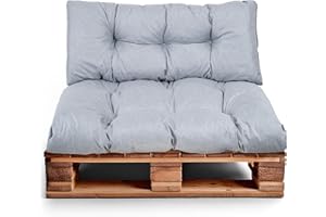 Best Wool Cojines para palets Resistente a Las Condiciones climáticas – cojin de Asiento 120x80cm + Respaldo 120x40cm – cojin Palet Relleno de Espuma granulada - en la terraza y en el jardín