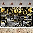 40th Birthday Decorations Black Gold, Back in 1984 Poster UK Happy 40th Birthday Decorations, Large Back in 1984 Backdrop Banner, 40 Years Anniversary Home Decor for Women Men