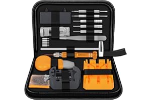 Cirulli Herramientas relojero,Kit Reparacion Relojes para Cambio de Pila, Acortamiento de Correa, Ajuste de Agujas, Abridor de Cajas, Destornilladores, Herramientas para Relojes Reparaciones