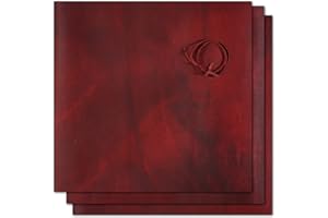 Wanderings Feuilles de cuir rouge pour travaux manuels - 3 feuilles (30,5 x 30,5 cm) + cordon en cuir (91,4 cm) – Carrés en cuir de buffle pleine fleur véritable – Idéal pour les bijoux, les