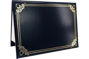 ‎GRADUATEPRO GraduatePro A4 Certificate Folder Golden Edge Certificate Holder Protective Cover Cardboard Diploma Document Cover Navy Blue