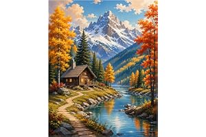 Gutluz måla efter siffror vuxna landskap bergsstuga sjö 40 x 50 cm