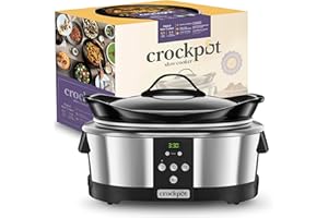 Crock-Pot SCCPBPP605 Mijoteuse électrique programmable, 5,7L (5-6 personnes), avec minuterie numérique, Inox