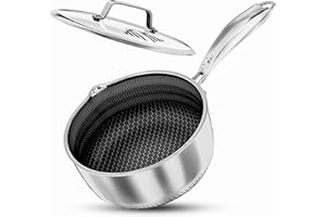 INTIGNIS® Casserole Hybride 20 cm 2 L en Acier Inoxydable – Casserole Inox Induction avec Couvercle en Verre – Revêtement Gravé Nid d’Abeille – Tous Feux & Four