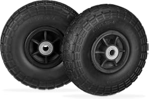 Relaxdays 2 x säckkärrhjul, punkteringssäkra massiva gummidäck, 4,1/3,5–4 tum, 16 mm axel, upp till 150 kg, 260 x 85 mm, svar