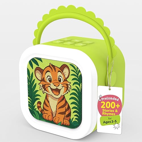 WonderBuddy StoryBox Mini, 200  Stories & Rhymes Preloaded, Educational Toy, RGB Lights, Kids BT Speaker, Musical Toy, Birthday Gift for 3-5 Year Kids - Tiger Without Mic