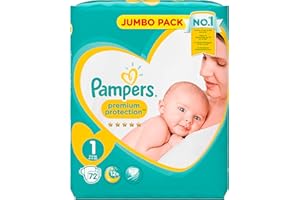 Pampers 81665621 Premium Protection Pack de 72 Couches 2-5 kg Taille 1