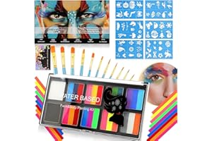 SUNWUUN Kinderschminke, Split-Kuchenpalette Face Body Paint Fasching Schminke Kinder, Schminkset Halloween Gesichts-Make-Up,Bodypainting Farben Karnevalsschminke Kinder Halloween Schminke Karneval Set Mädchen