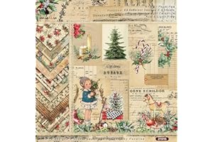 JUMYEE 6"×6" Christmas Scrapbook Paper Pad Craft Cardstock Scrapbooking DIY Holiday Photo Album Crafts Origami Art Background Decorative Card Making 24 Pieces (Vintage Girl)