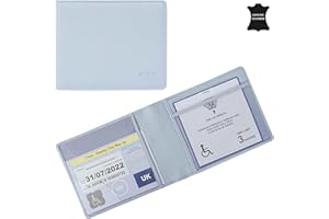 RHB Genuine Leather Disabled Blue Badge Holder with Timer Wallet – Secured Disability Parking Permit Cover with Hologram Protection (Timer not Included) (Pastel Blue Pebble Grain)