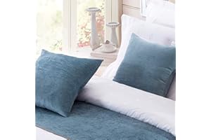 OSVINO 2 Pack European Style Solid Color Square 50x50cm Chenille Throw Pillowcase Home Hotel Bed Sofa Pillow Sham Cushion Cover Décor Luxury Elegant, Blue 50x50cm