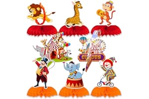 TENCOW Zirkus Karneval Tiere Honigwaben Mittelstücke Red Circus Thema 3D Tischdecke Mittelstücke für Geburtstag Baby Dusche Zirkus Thema Party Dekoration Supplies